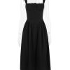 Strappy Corset Flowy Midi Dress With Pocket
