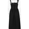 Strappy Corset Flowy Midi Dress With Pocket