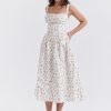 Strappy Corset Flowy Midi Dress With Pocket