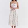 Strappy Corset Flowy Midi Dress With Pocket
