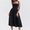 Strappy Corset Flowy Midi Dress With Pocket