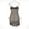 Strappy Mesh Lace Patchwork Mini Sequin Dress