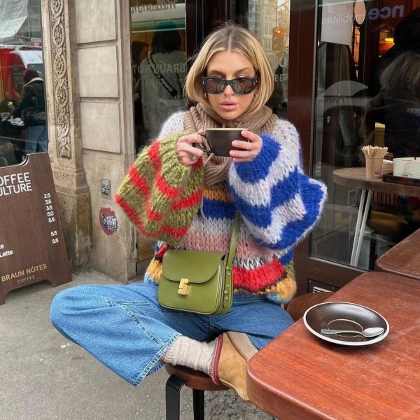 Striped Fuzzy Knit Sweater