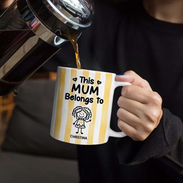 Striped This Belongs To - Personalized White Edge-to-Edge Mug