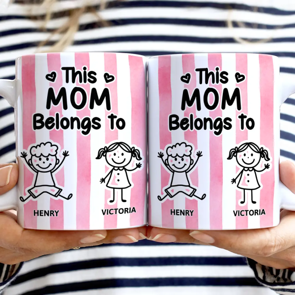 Striped This Belongs To - Personalized White Edge-to-Edge Mug
