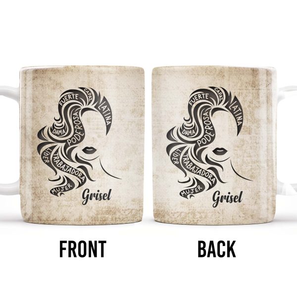Strong Brave True Woman Silhouette Mug - Personalized Custom Coffee Mug - LAT010_MG