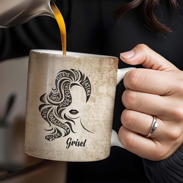 Strong Brave True Woman Silhouette Mug - Personalized Custom Coffee Mug - LAT010_MG