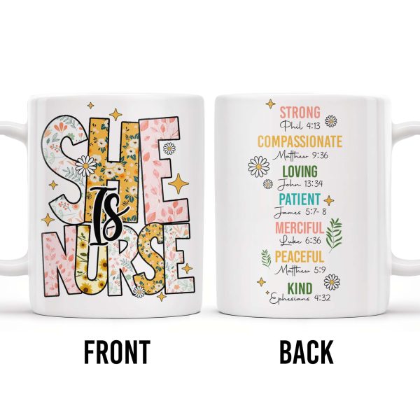 Strong, Compassionate, Loving, Patient, Merciful, Peaceful, Kind, Flowers and Stars - Personalized Custom Coffee Mug - NUR014_MG