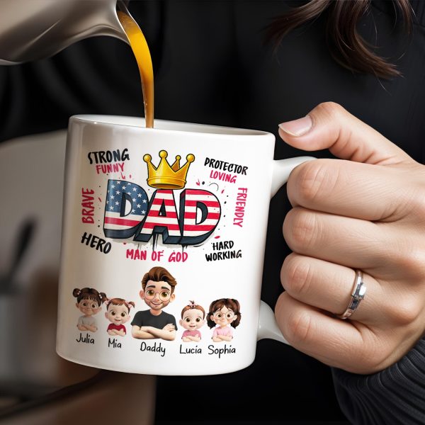 Strong Funny Brave Hero Dad, Protector Loving Friendly Man Of God - Personalized Custom Coffee Mug - DAD172_MG