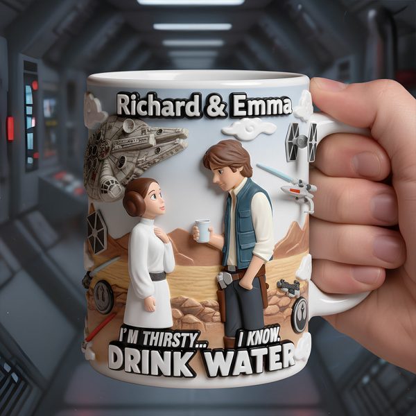Stwa Drink Water - Personalized White Edge-to-Edge Mug - Gift For Couple, Fan Movies HH01