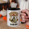 Summerween Vampire Dracula Personalized Mug, Retro Halloween Beach Gift with Custom Name for Horror Spooky Summer Season