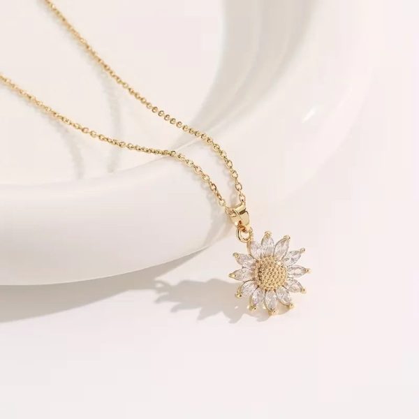 Sunflower Necklace Gift Set with Artificial Flower Box