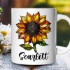 Sunflower Stained Glass Personalized Mug, Sunshine in Life Custom Name Gift