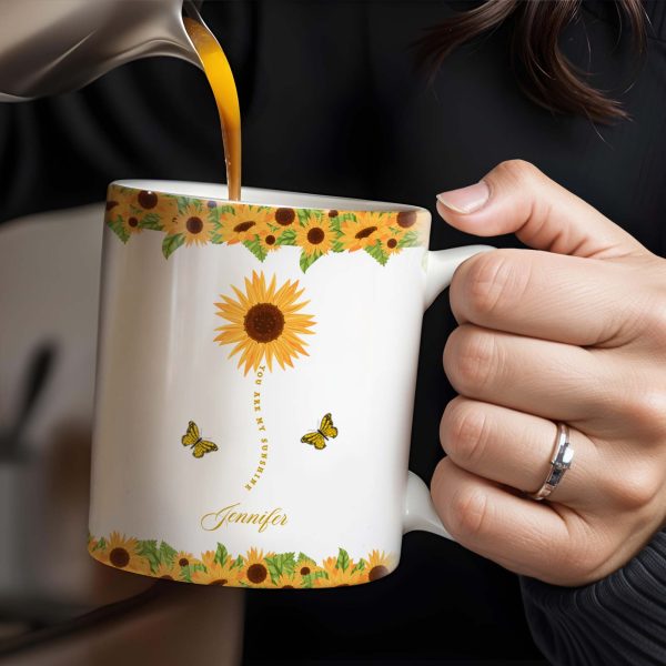 Sunflowers And Butterflies Grandmother To Granddaughter Message - Personalized Custom Coffee Mug - GDT212_MG