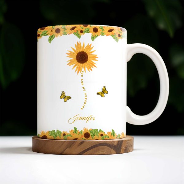 Sunflowers And Butterflies Grandmother To Granddaughter Message - Personalized Custom Coffee Mug - GDT212_MG
