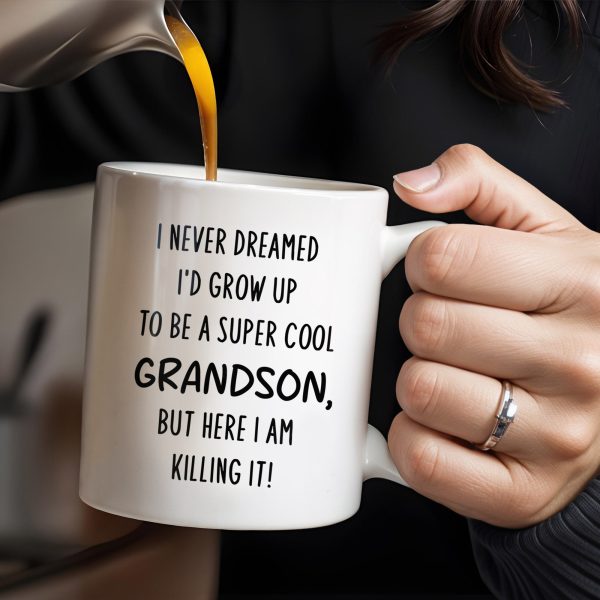 Super Cool Grandson Mug With Inspirational Quote - Personalized Custom Coffee Mug - GSN028_MG