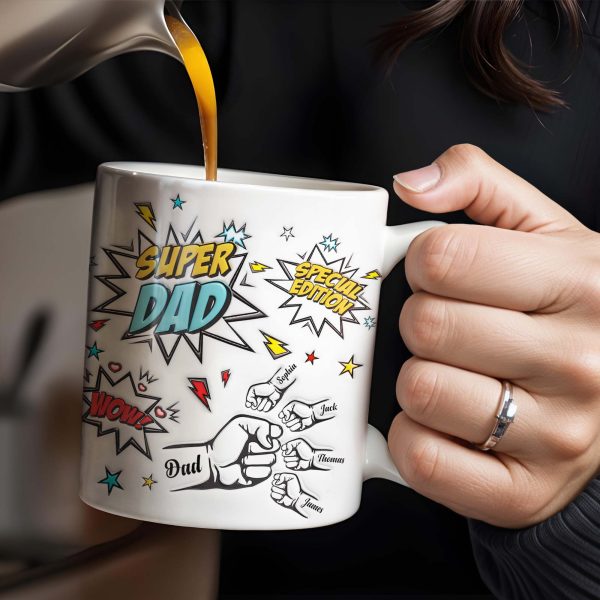 Super Dad Special Edition Comic Style and Stars - Personalized Custom Coffee Mug - DAD055_MG