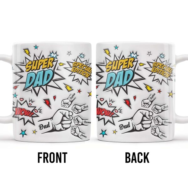 Super Dad Special Edition Comic Style and Stars - Personalized Custom Coffee Mug - DAD055_MG