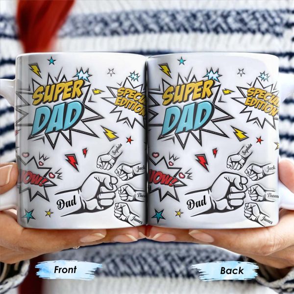 Super Dad Special Edition Comic Style and Stars - Personalized Custom Coffee Mug - DAD055_MG