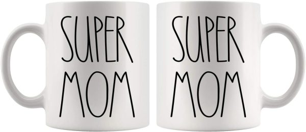 Super Mom Coffee Mug, Best Super Mom Ever Gift for Mother, Mothers Day Birthday Christmas Gift for Mom from Daughter Son Kids