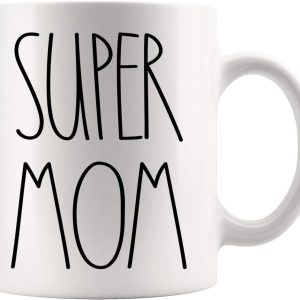 Super Mom Coffee Mug, Best Super Mom Ever Gift for Mother, Mothers Day Birthday Christmas Gift for Mom from Daughter Son Kids