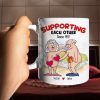 Supporting Each Other, Old Funny Couple Valentine White Mug