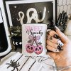Sweet and Spooky Poison Cherries Halloween Personalized Mug, Coquette Skulls Gift with Custom Name