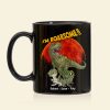 T-Rex Roarsome Dad Personalized Coffee Mug, Black Mug BLM-04dnpo070623