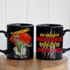 T-Rex Roarsome Dad Personalized Coffee Mug, Black Mug BLM-04dnpo070623