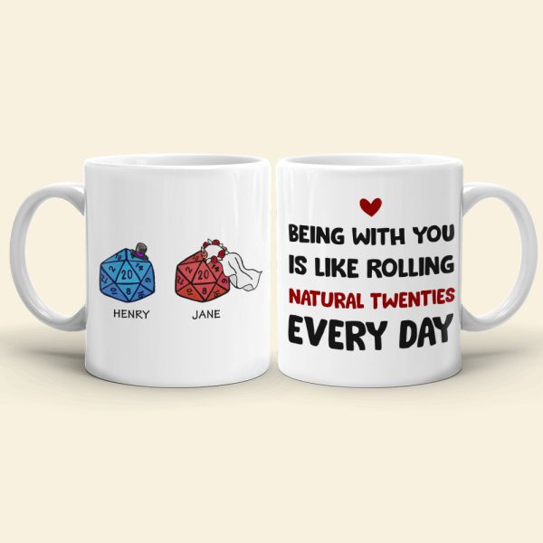 Table Top Game Dice Couple Personalized White Mug Gift