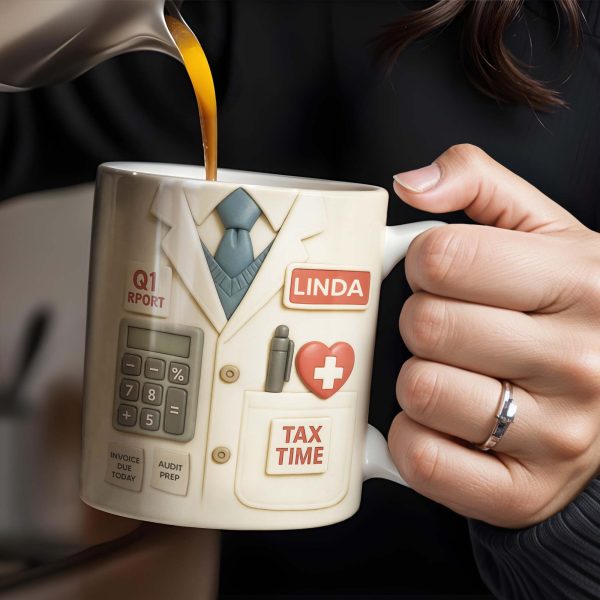 Tax Time, Q1 Report, Audit Prep, Calculator and Tie - Personalized Custom Coffee Mug - OFW009_MG