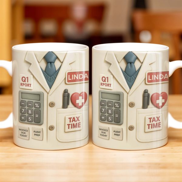 Tax Time, Q1 Report, Audit Prep, Calculator and Tie - Personalized Custom Coffee Mug - OFW009_MG
