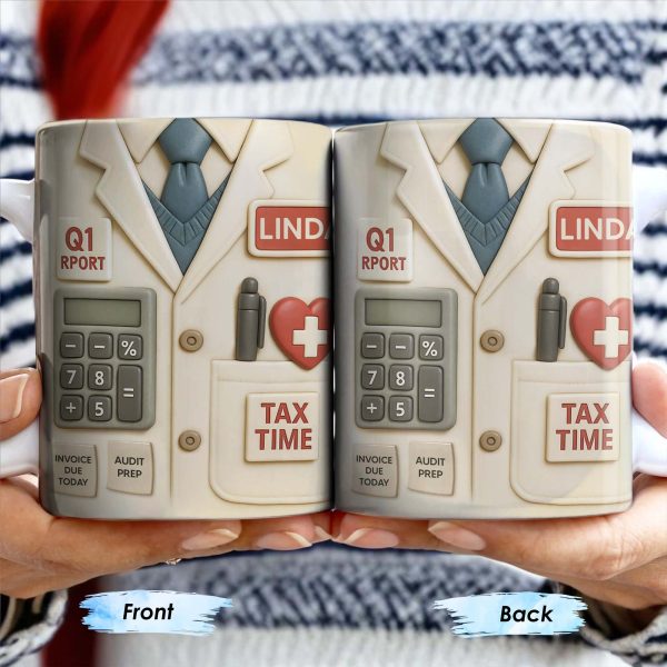 Tax Time, Q1 Report, Audit Prep, Calculator and Tie - Personalized Custom Coffee Mug - OFW009_MG