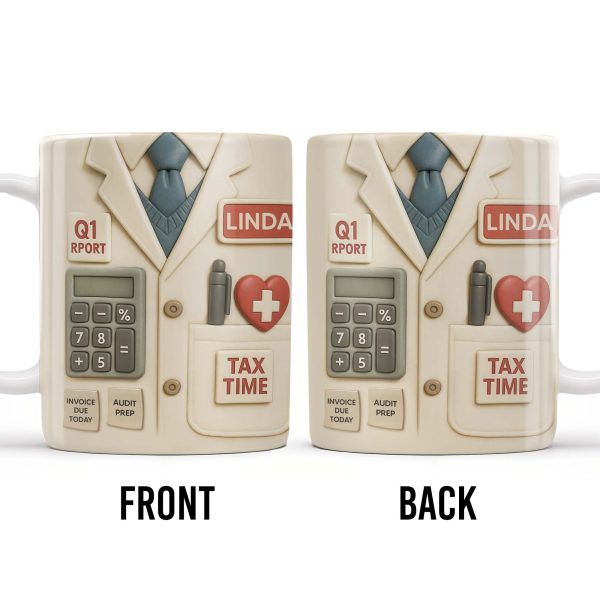 Tax Time, Q1 Report, Audit Prep, Calculator and Tie - Personalized Custom Coffee Mug - OFW009_MG
