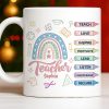 Teach Love Inspire Mug With Rainbow And Educational Icons - Personalized Custom Coffee Mug - TEACH064_MG
