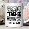 Teacher Label Personalized Mug, Funny Barcode for Dedicated Educators Gift with Custom Name