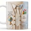 Teacher Since 2025 Featuring Tie, Globe, and Pocket - Personalized Custom Coffee Mug - GRAD269_MG