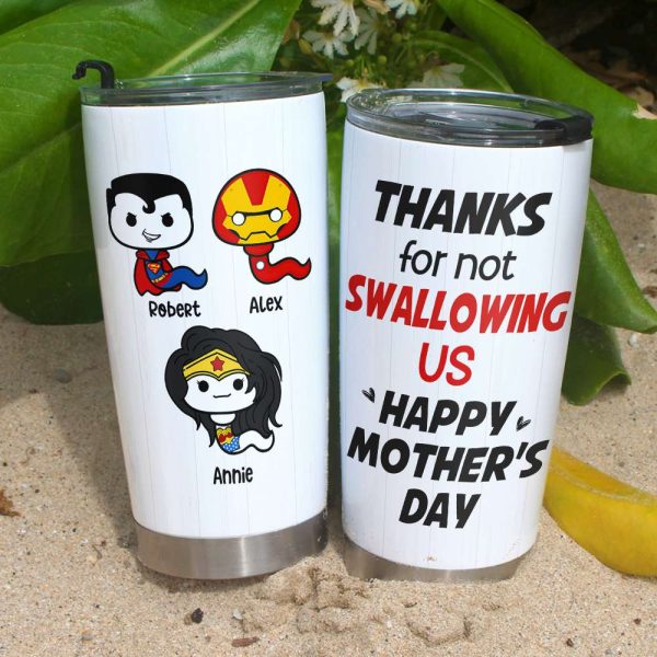 Thank Super Mom For Not Swallowing Us - Personalized Coffee Mug - Mother's Gift