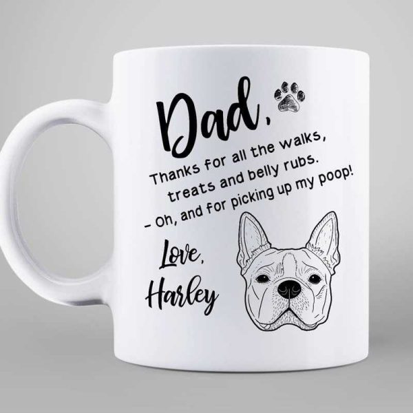 Thank You Dog Dad Dog Head Outline Personalized Mug