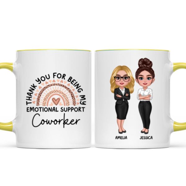 Thank You For Being My Emotional Support Coworker Gift For Colleagues Personalized Mug