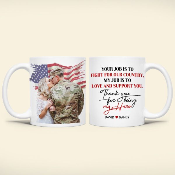 Thank You For Being My Hero, Personalized Military Mug, Gifts For Husband