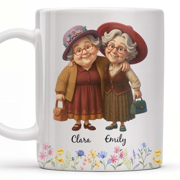 Thank You For Being My Unbiological Sister, Elderly Women & Flowers - Personalized Custom Coffee Mug - BST392_MG
