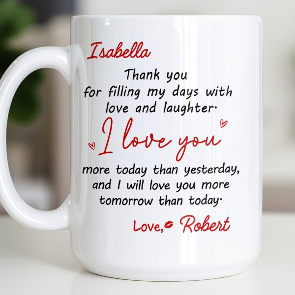 Thank You For Filling My Days With Hearts - Personalized Custom Coffee Mug - CPL1374_MG