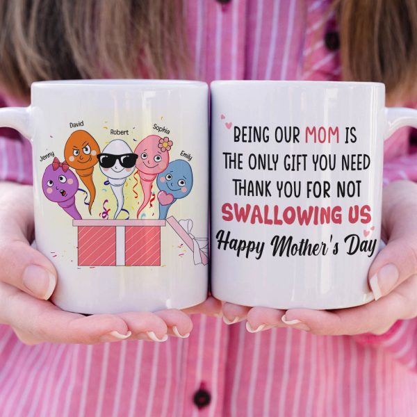 Thank You For Not Swallowing Us, Personalized Coffee Mug, Surprising With Mom Coffee Mug, Mother's Day, Birthday Gift For Mom