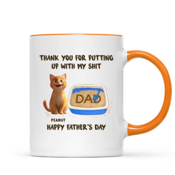 Thank You for Putting up with My Sh*t, Happy Father's Day Cat Dat Personalized Mug, Gift for him