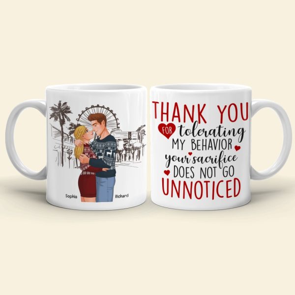 Thank You For Tolerating My Behavior-Personalized Coffee Mug- Couple Gift- Couple Coffee Mug