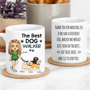 Thank You for Walking Me Hilarious Personalized White Ceramic Mug for Dog Walkers, Customizable with Dog, Perfect Gift for Pet Lovers