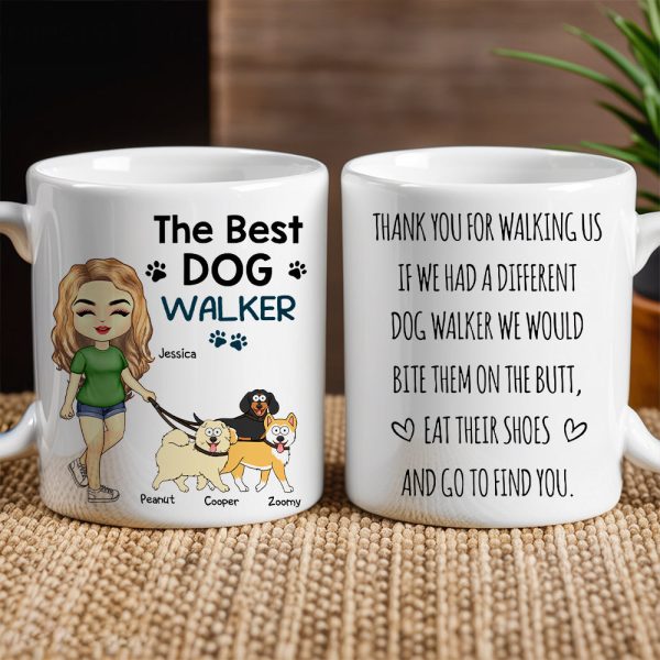 Thank You for Walking Me Hilarious Personalized White Ceramic Mug for Dog Walkers, Customizable with Dog, Perfect Gift for Pet Lovers