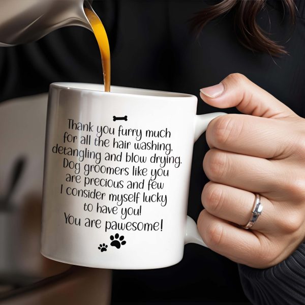 Thank You Furry Much, Precious Dog Groomers, Bone And Paw Prints - Personalized Custom Coffee Mug - DOG069_MG