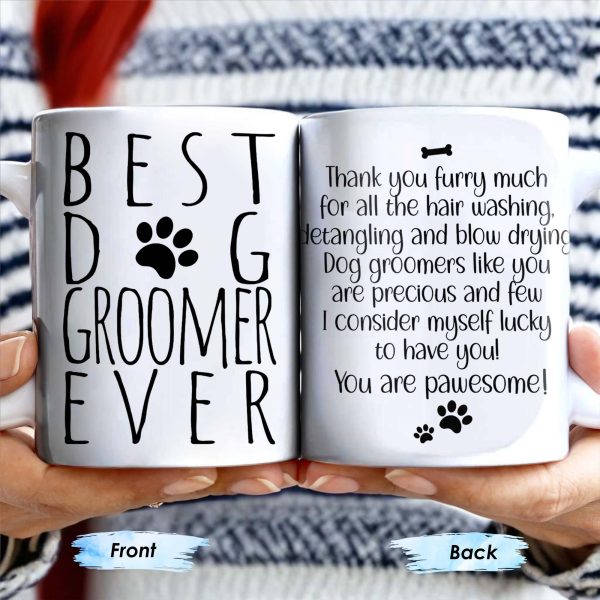 Thank You Furry Much, Precious Dog Groomers, Bone And Paw Prints - Personalized Custom Coffee Mug - DOG069_MG